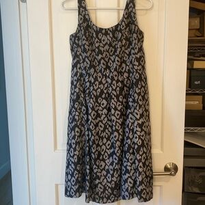 Nine West 4 black white leopard cocktail party dress below knee length midi